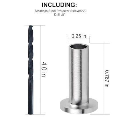 20‑Pack T316 Stainless Steel Protector Sleeve for 1/8" Wire Rope