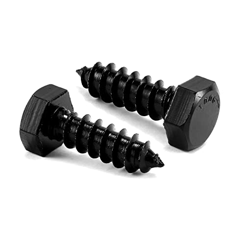 5/16" x 1" Hex Head Lag Screws Bolts 20Pcs 304 Stainless Steel 18-8, Partial Thread, Hexagon Head Wood Screws by Black Oxide by SG TZH - size: 5/16" x 1"