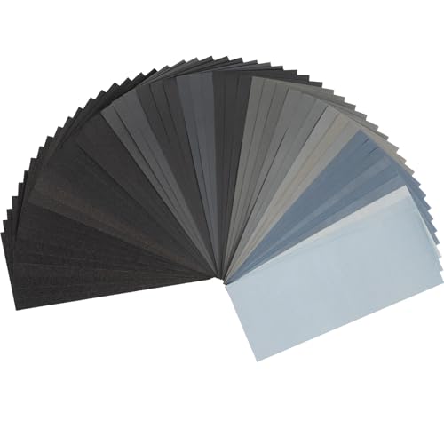 48 PCS Sandpaper, Wet Dry Sand Paper 120 to 5000 Assorted Grit Variety Sandpaper Sheets for Wood Furniture Finishing, Metal Sanding, Automotive Polishingm, 9 x 3.6 Inch