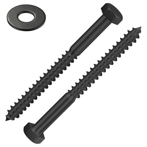 Wensilon Lag Screws Wood Screws,(52PCS, 1/4" x2-1/2, Black) Hex Head Lag Bolts,(6x65) Heavy Duty Lag Screws,304 Stainless Steel Bolts 18-8 - color: Black, size: 1/4"x2-1/2