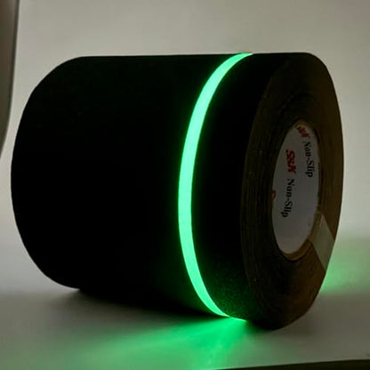 S&X Anti Slip Tape 6in x 60ft Glow-in-the-Dark Grip Tape for Stairs & Ramps - color: Black/Glow-in-the-Dark, size: 6" X 60'