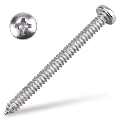 #12 x 2-1/2" Pan Head Sheet Metal Screws, 304 Stainless Steel 18-8, Phillips Drive, Self Tapping, Corrosion Resistant Screws for Wood Sheet Metal, Pack of 25 - size: #12 x 2-1/2"