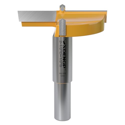 Forstner Bit 1/2 inch Shank, 2-1/2 inch Cutting Diameter, Forstner Drill Bit for Woodworking, Drilling Hole Saw Set, Auger Opener, Hinge Hole Cutter for Plastic, Plywood Products - size: 2-1/2"Diameter,1/2"Shank