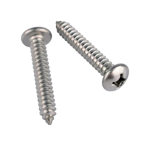 100Pcs #8 x 1/2" Phillips Pan Head Wood Screws 304 Stainless Steel 18-8 Self Tapping Screw - size: #8 x 1/2" (100pcs)
