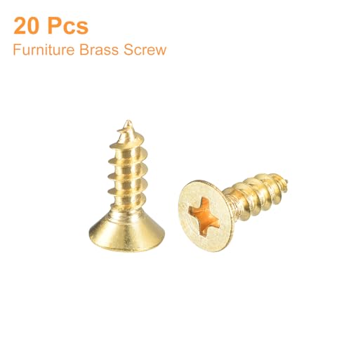uxcell 20Pcs Brass Wood Screws, M4 x 12mm Phillips Flat Head Self Tapping Screw Woodworking Screw for Door Hinges, Wooden Furniture, Home Appliances - size: M4 x 12mm