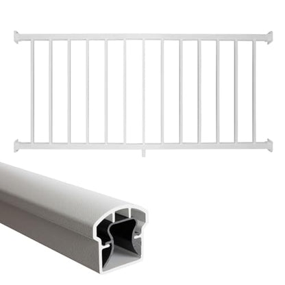 Weatherables 36 in. H x 6 ft. W Stanford Deck Railing Kit – Aluminum Porch & Balcony Railing Kit with White Powder-Coated Finish, Adjustable Outdoor Hand Rail System - size: 36 in. Height, style: 6 ft. Straight