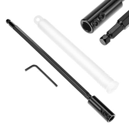 QWORK Tools Hole Saw Extension Chuck - 12-Inch x 1/2-Inch Hex Shank Reducing Locking Impact Extension, M2 Hardened Carbon Steel, for Confined Area Access