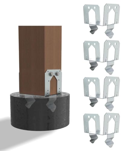 4-Pack 6x6 Post Base Anchor for Concrete, Heavy Duty Galvanized Anchors, 5.5" Wood Post Deck Fence, Pergola, Patio