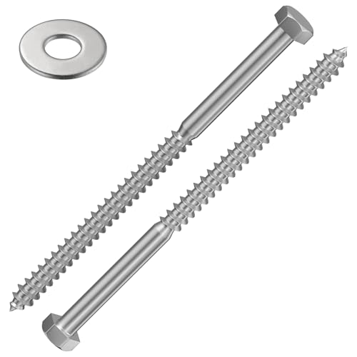 Wensilon Lag Screws Wood Screws (10PCS, 1/2"x5", Silver) Hex Head Lag Bolts,(12x125) Heavy Duty Lag Screws,304 Stainless Steel Bolts 18-8 - color: Silver, size: 1/2"x5"