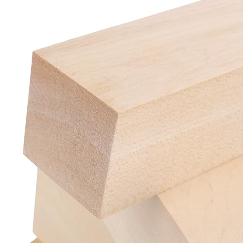 SINJEUN 20 PCS 6 x 2 x 2 Inch Basswood Carving Blocks, Natural Whittling Wood Blocks, Smooth Wooden Blocks for Carving