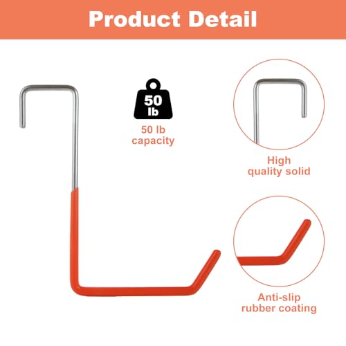 16 Pcs Rafter Hanger Hook Heavy Duty Large S Hooks, Vinyl Coated S Hook for Hanging Bikes, Ladders, Ropes, Tools (Orange)