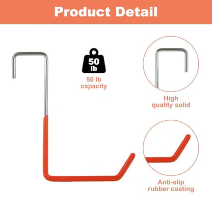 16 Pcs Rafter Hanger Hook Heavy Duty Large S Hooks, Vinyl Coated S Hook for Hanging Bikes, Ladders, Ropes, Tools (Orange)