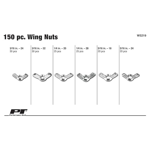 Performance Tool W5219 150-Piece Wing Nut Assortment with Case Kit - style: 150pc Wing Nuts Kit