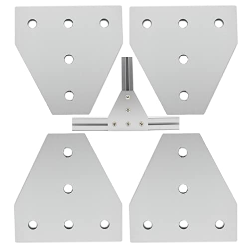 4 PCS Joint Plate, Surface Anodic Oxidation Silver T Shape Corner Bracket, 5 Hole Outside Joining Plate for 2020 Series Aluminum Profile 3D Printer Frame - size: 2020T