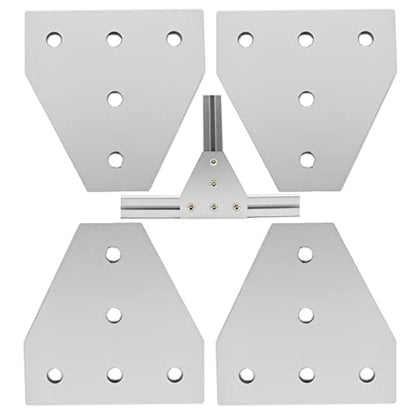 4 PCS Joint Plate, Surface Anodic Oxidation Silver T Shape Corner Bracket, 5 Hole Outside Joining Plate for 2020 Series Aluminum Profile 3D Printer Frame - size: 2020T