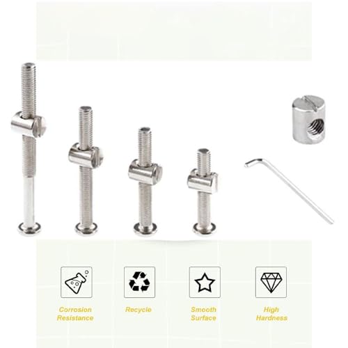Crib Screw Kit M6x40mm/ 50mm/ 60mm/ 70mm/ 80mm Furniture Bolts Barrel Nuts Assortment for Bunk Beds, Cribs, Baby Furniture Repair (80set) - size: 160pcs