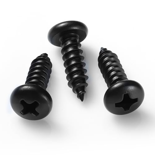 #6 x 5/8 Inch Pan Head Wood Screws, Phillips Drive, Black Oxide Stainless Steel 304 (18-8), Self Tapping for Wood, Sheet Metal Screws, 100 Pack - color: Black, size: #6 x 5/8"