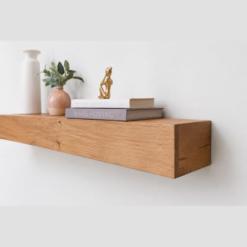 Fireplace Mantel, Rustic, Shelf, Floating Mantle, Real Wood, Beam, URBANDI (Brown, 72Lx6Hx8D) - color: Brown, size: 72Lx6Hx8D