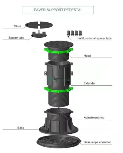 AP Adjustable Paver/Tile Pedestal .75"-7" Decking and Flooring., Black (AD3.5"-7")