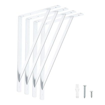 HOME MASTER HARDWARE 16x10 Inch Heavy Duty Shelf Brackets, White 4 Pack - color: White, size: 16 inch x 10 inch-4pcs