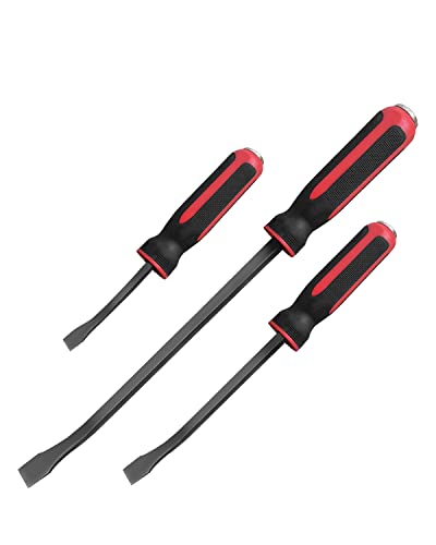 ROTATION 3pc Pry Bar Set with Strike Cap Handle & Angled Tip, 8" 12" 17.5"