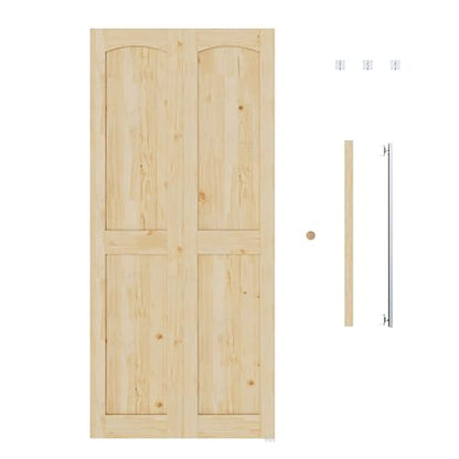Bifold Doors for 24"x80" Opening, Solid Pine Wood Interior Folding Doors - size: 35.45" x 77.75" (fit 36*80.5-80.75 opening)