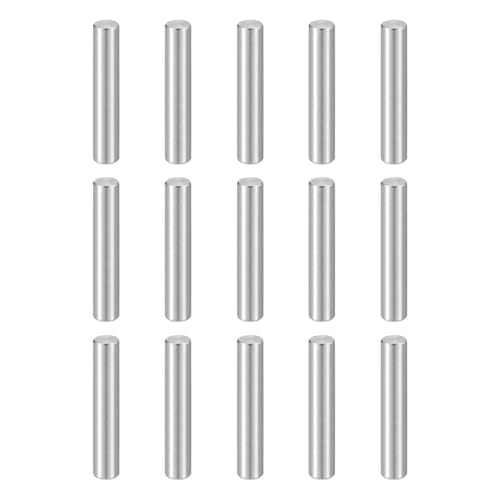 HARFINGTON 15pcs Dowel Pins M4(4mm) x 22mm 304 Stainless Steel Cylindrical Shelf Support Peg Pin Rod Fasten Elements for Metal Devices Wood Furniture DIY Installation, Silver - size: M4 x 22mm
