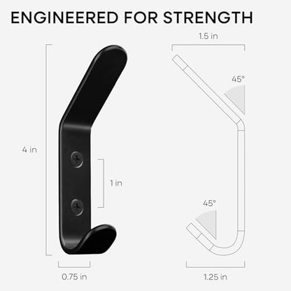 Homeforia Black Wall Coat Hooks, High-End Metal, Heavy Duty, Set of 10 - color: Black, size: Pack of 10
