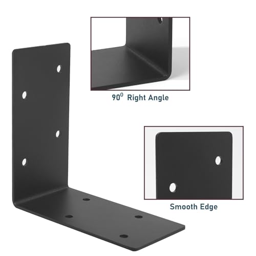4 PCS Heavy Duty Steel Corner Brackets,6"x6"x3"L Right Angle Bracket - style: 7 Shape（6X6X3)