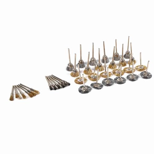 36Pcs Wire Brush Set, Brass and Steel Material for Rust Removal and Polishing, with 18 Copper and 18 Steel Wire Brushes for Wood and Metal
