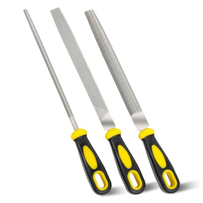 Metal File Set, 3-Piece 8 Inch Flat, Round & Half-Round Files