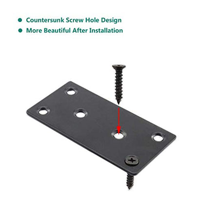 10 Pack Flat Straight Brace Brackets,ULIFESTAR Stainless Steel Mending Bracket Plate Metal Shelf Support Fixing Joining Plate for Furniture,Wood,Shelves,Cabinet with Screws Black(40x80mm/1.6''x3.15'') - size: 40 x 80 x 2 mm