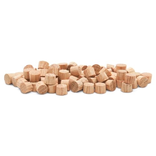 Wood Plugs for Furniture, 5/16 inch Oak Flat-Head Plug, Wooden Screw-Hole Plug Covers - Pack of 100 by Woodpeckers - size: 5/16 Inch