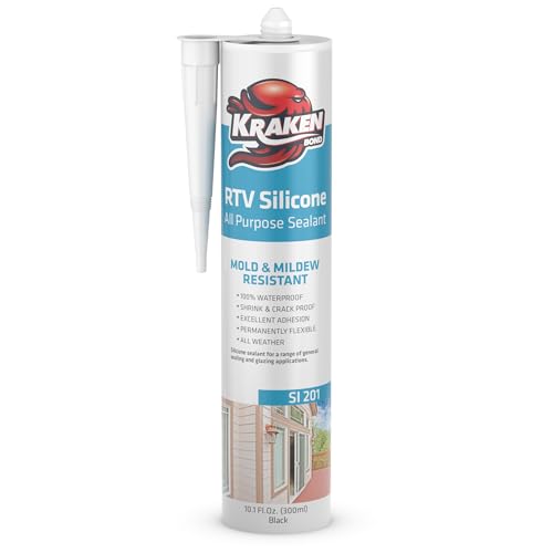 Kraken Bond RTV Silicone Sealant Black (2 x 10.1 fl.oz.)%100 Waterproof Silicone Caulk Kitchen and Bathroom, All Purpose, Window Caulking Sealant Outdoor, RV, 2 Pack - size: 2 Pack