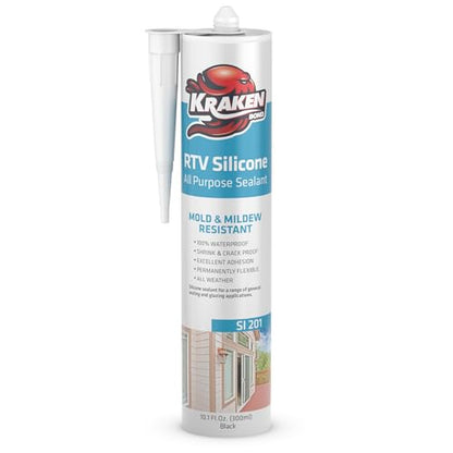 Kraken Bond RTV Silicone Sealant Black (2 x 10.1 fl.oz.)%100 Waterproof Silicone Caulk Kitchen and Bathroom, All Purpose, Window Caulking Sealant Outdoor, RV, 2 Pack - size: 2 Pack