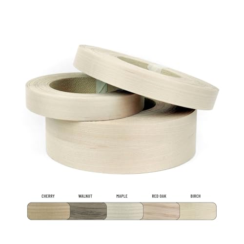 Furndiy Birch 2" x 50' Roll Pre-Glued Wood Veneer Edge Banding, Iron on Edge Band, Hot Melt Adhesive, Real Wood Edge Tape, Veneer Edging for Easy Furniture Restoration, Smooth Surface, Based in USA