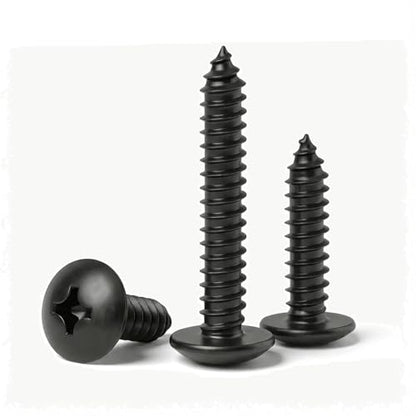 #14 x 2 (20 Pack) Truss Head Sheet Metal Screws Phillips Drive Self-Tapping Wood Screws, Black Oxide 304 Stainless Steel Screw (18-8), Corrosion Resistant Screws - size: #14 x 2"