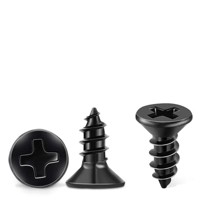 100 PCS #4 X 1/2 inch Stainless Steel 18-8 (A2) Wood Screws, Black Coated Flat Head Phillips Full Threaded 0.47" Length Small Screw by TPOHH - size: #4 X 1/2 inch