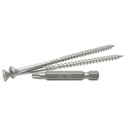 MAX Drive Professional Decking & Outdoor Wood Screws, Stainless Steel, #10 X 4, 6 Lobe 25 Drive (3 LBS, 150 pcs with 1 Bit in Jar), V57104 - size: #10 X 4", style: Stainless Steel