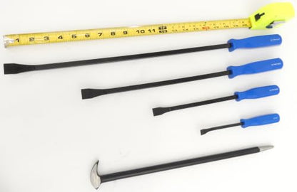 Pry Bar Set 5-Piece Heavy-Duty with Rolling Head & Chisel Tips Tech Team