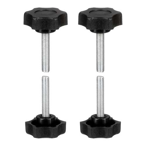 HARFINGTON 4 Pcs Star Knobs Handles M6 x 30mm (1mm Pitch) Male Thread Metric Carbon Steel Hand Tightening Clamping Screws Threaded Stud Knob Bolts for Woodworking Jigs, Black - size: M6 x 30mm