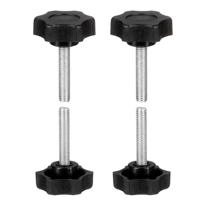 HARFINGTON 4 Pcs Star Knobs Handles M6 x 30mm (1mm Pitch) Male Thread Metric Carbon Steel Hand Tightening Clamping Screws Threaded Stud Knob Bolts for Woodworking Jigs, Black - size: M6 x 30mm