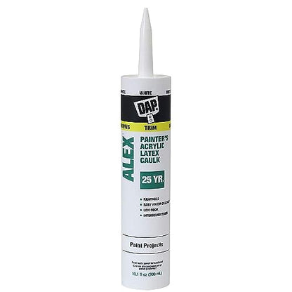 DAP Alex Painter's Acrylic Latex Caulk, White, 10.1 Oz (7079818670) - color: White, size: 10.1 oz.