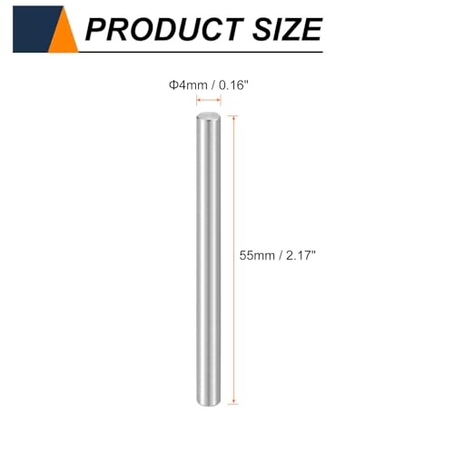 HARFINGTON 15pcs Dowel Pins M4(4mm) x 55mm 304 Stainless Steel Cylindrical Shelf Support Peg Pin Rod Fasten Elements for Metal Devices Wood Furniture DIY Installation, Silver - size: M4 x 55mm
