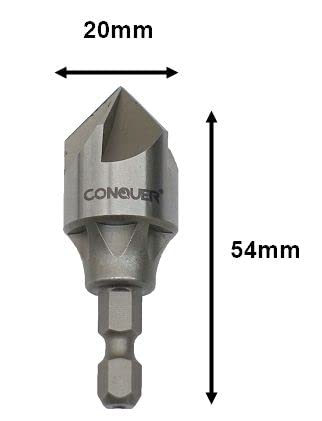 CONQUER 5 Flute Metal Countersink Drill Bit, 1/4" Hex Shank, 1/8"-3/4" - size: 1/8"-3/4" (3-19mm)