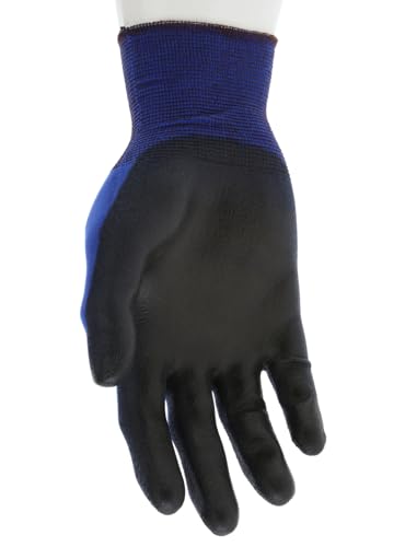 MCR Safety N9696XS Ninja Lite Polyurethane Palm Athletic Grade Nylon Shell Gloves, Black/Blue, X-Small, 1-Pair - size: Medium (Pack of 4)