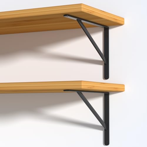 4 Pack L18 x H 12" Black Heavy Duty Shelf Brackets with Screws Metal Shelf Brackets Shelf Support Angle Brackets for Shelves L Brackets Heavy Duty Floating Shelf - size: 18''x12'', style: 4 Pack-Black
