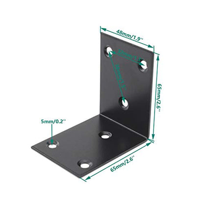 Heavy Duty Stainless Steel Corner Bracket,ULIFESTAR L Shaped Shelf Bracket 90 Degree Corner Brace Large Joint Right Angle L Bracket for Furniture Wood Cabinets Shelves (48x65x65mm) - size: 48*65*65mm