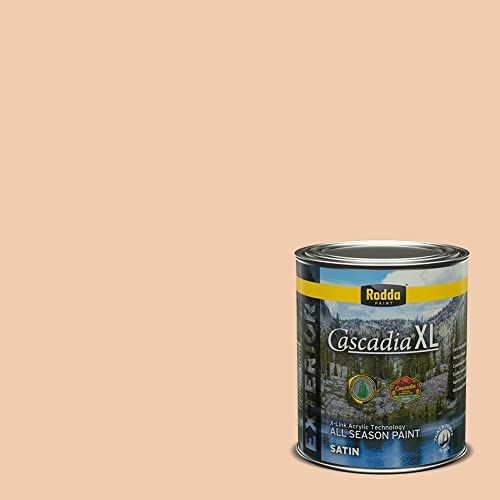 Rodda Paint CASCADIA XL Exterior Satin Paint & Primer in One, Quart, Pastel Peach - color: Pastel Peach, size: 32 Fl Oz (Pack of 1)