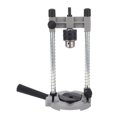 Portable Drill Press, Precision Drilling Jig Attachment with Chuck for Straight or Angled Holes, 1.5-13MM Clamp Range, 38-43MM Stand Hole, Adjustable Depth Stop, Spring-Load